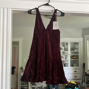 Free People Pleated Plush Swing Dress